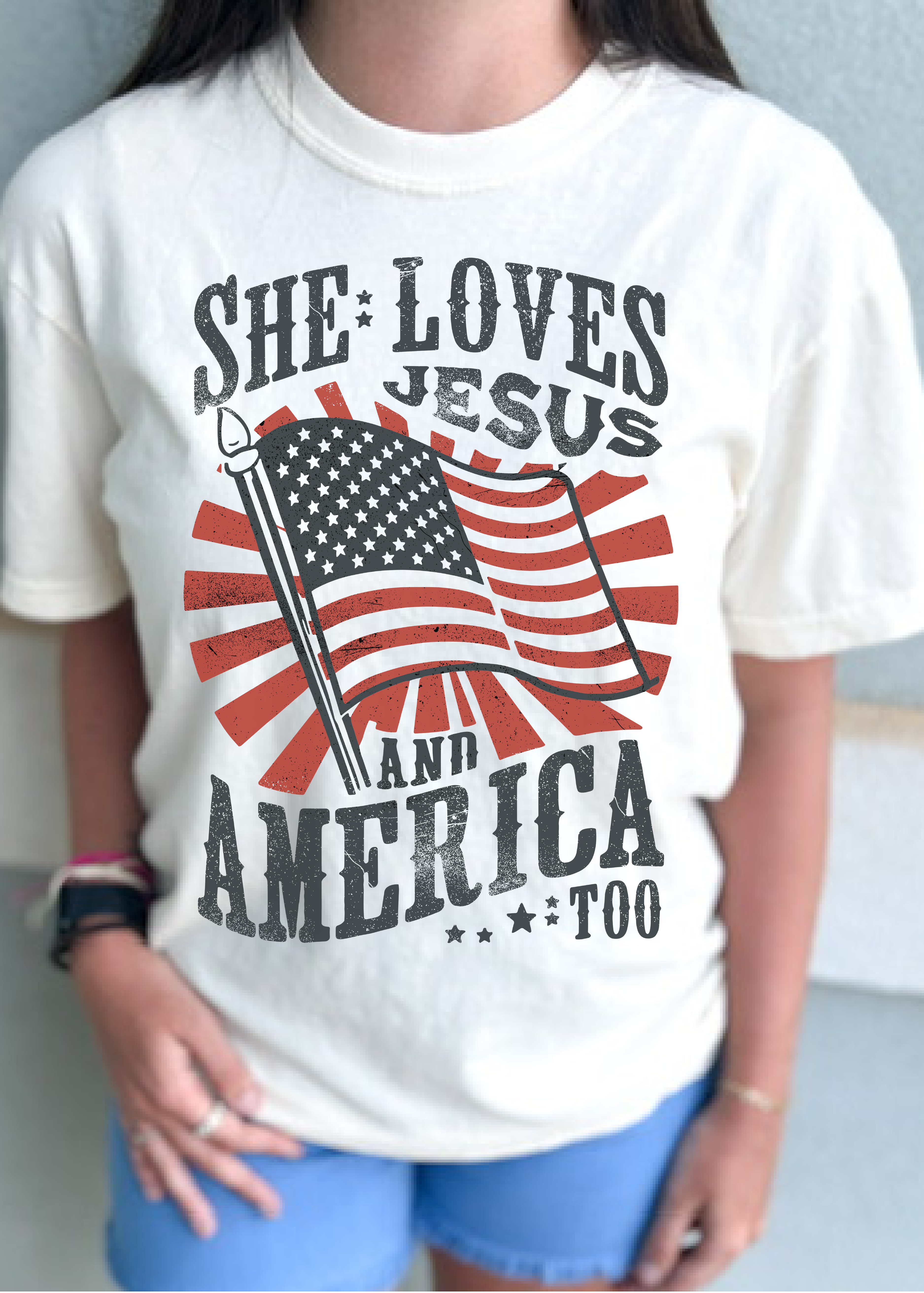 She Loves Jesus And America Too Tee