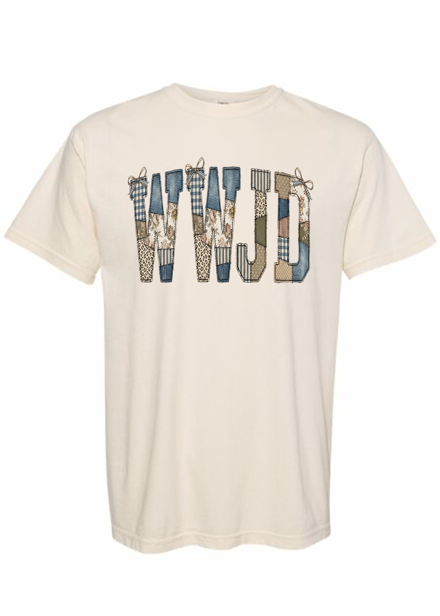 Vintage Patchwork WWJD COMFORT COLORS Tee