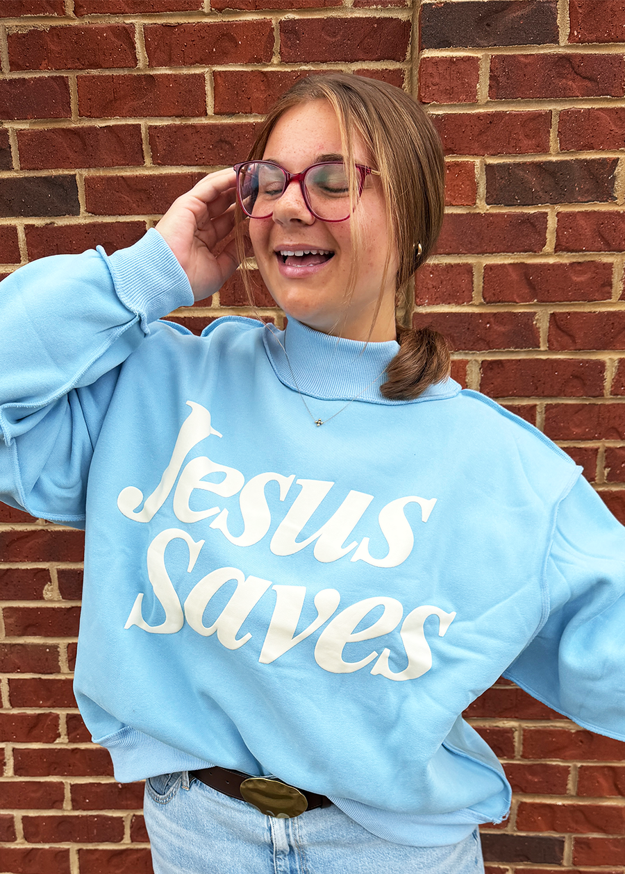 JESUS SAVES Mock Neck Sweatshirt