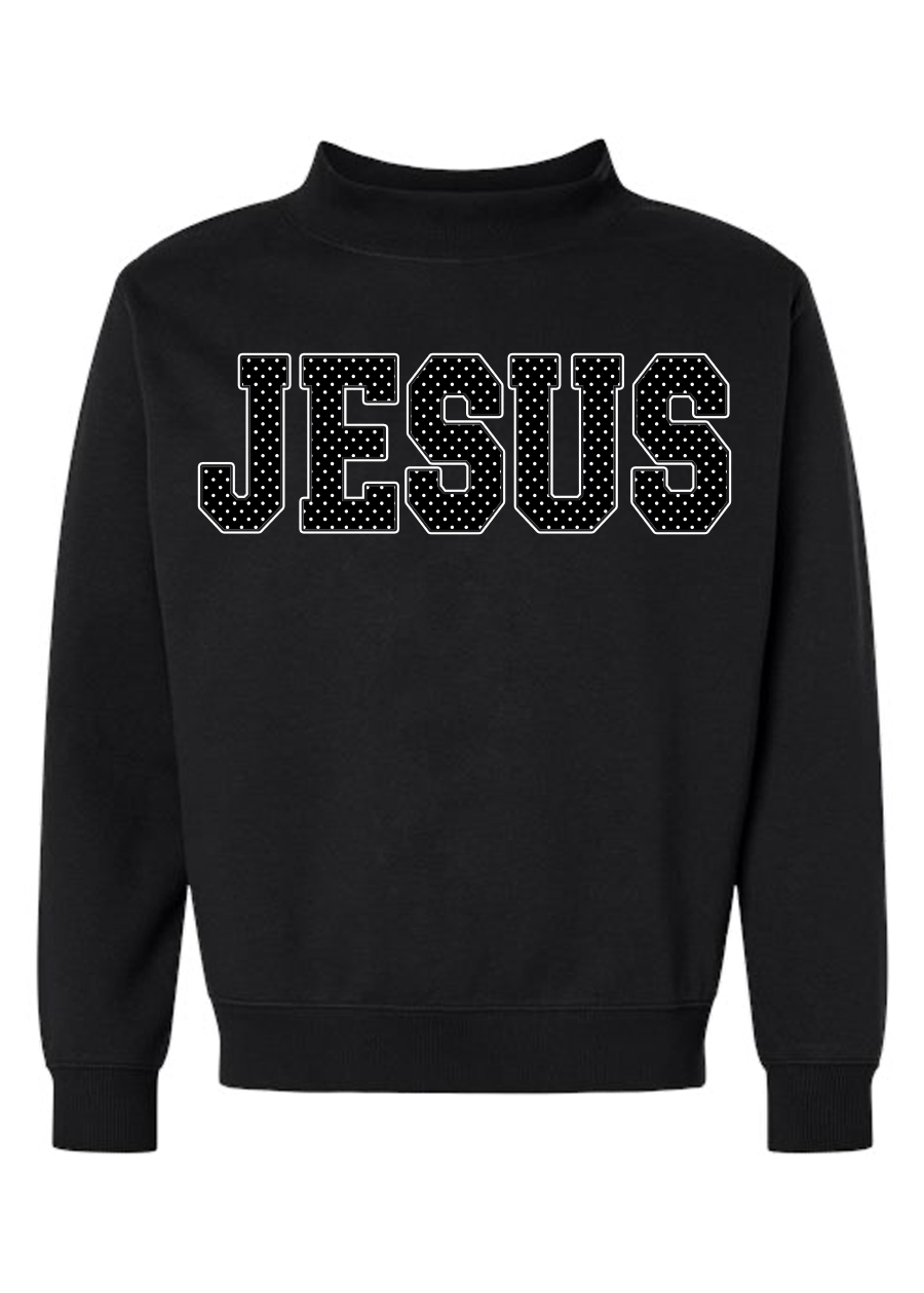 CUSTOM Polka Dot Word Black Mock Neck