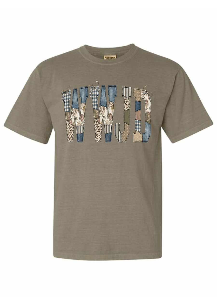 Vintage Patchwork WWJD COMFORT COLORS Tee