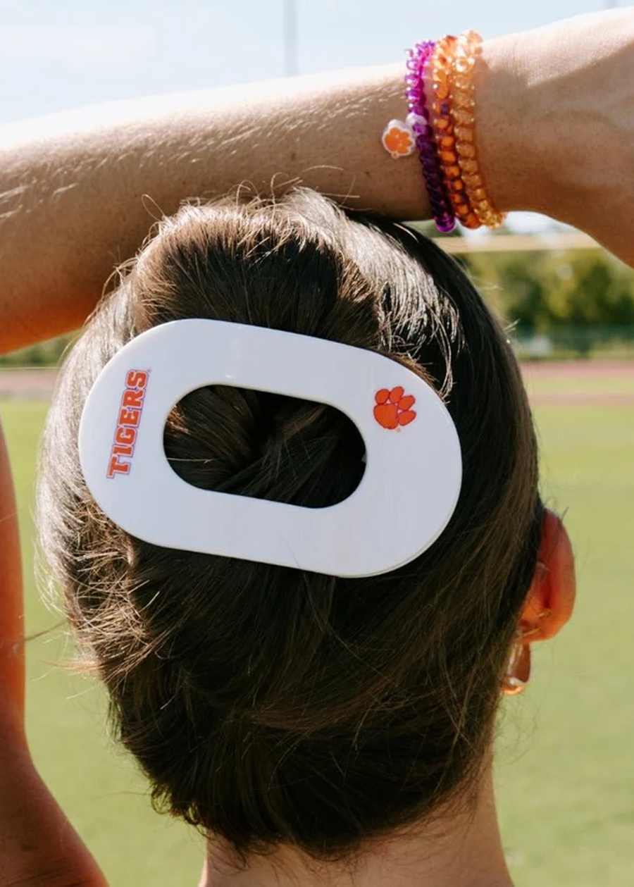 Go Tigers! Large Flat Round Hair Clip