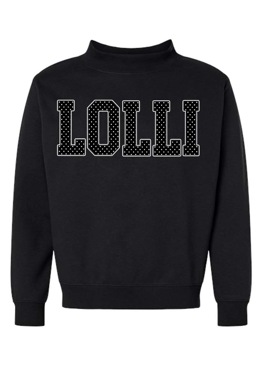 CUSTOM Polka Dot Word Black Mock Neck