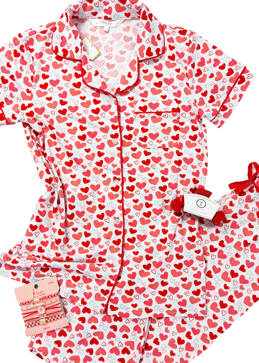 All You Need is Love Short Sleeve Button Up Sleep Shirt