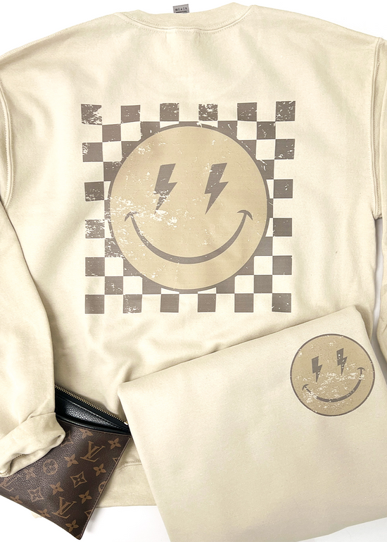 LV Smiley Checkered Crewneck Sweatshirt