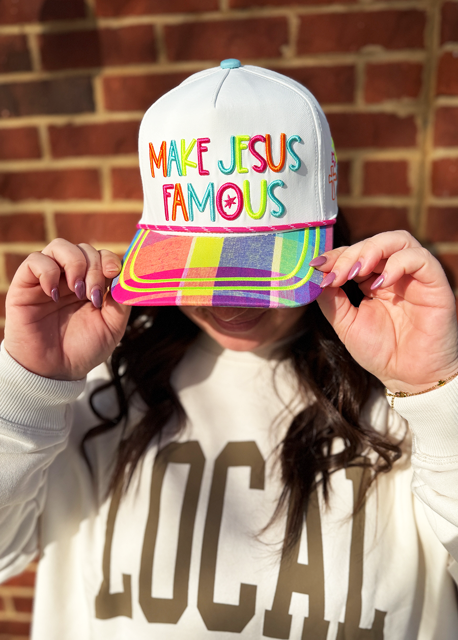 Colorful Plaid Make Jesus Famous Hat