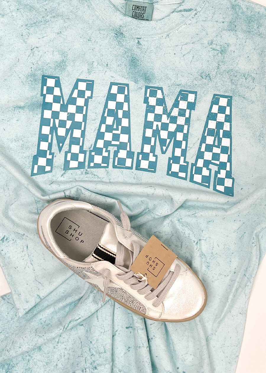 Mama Checkered Seaglass Tee