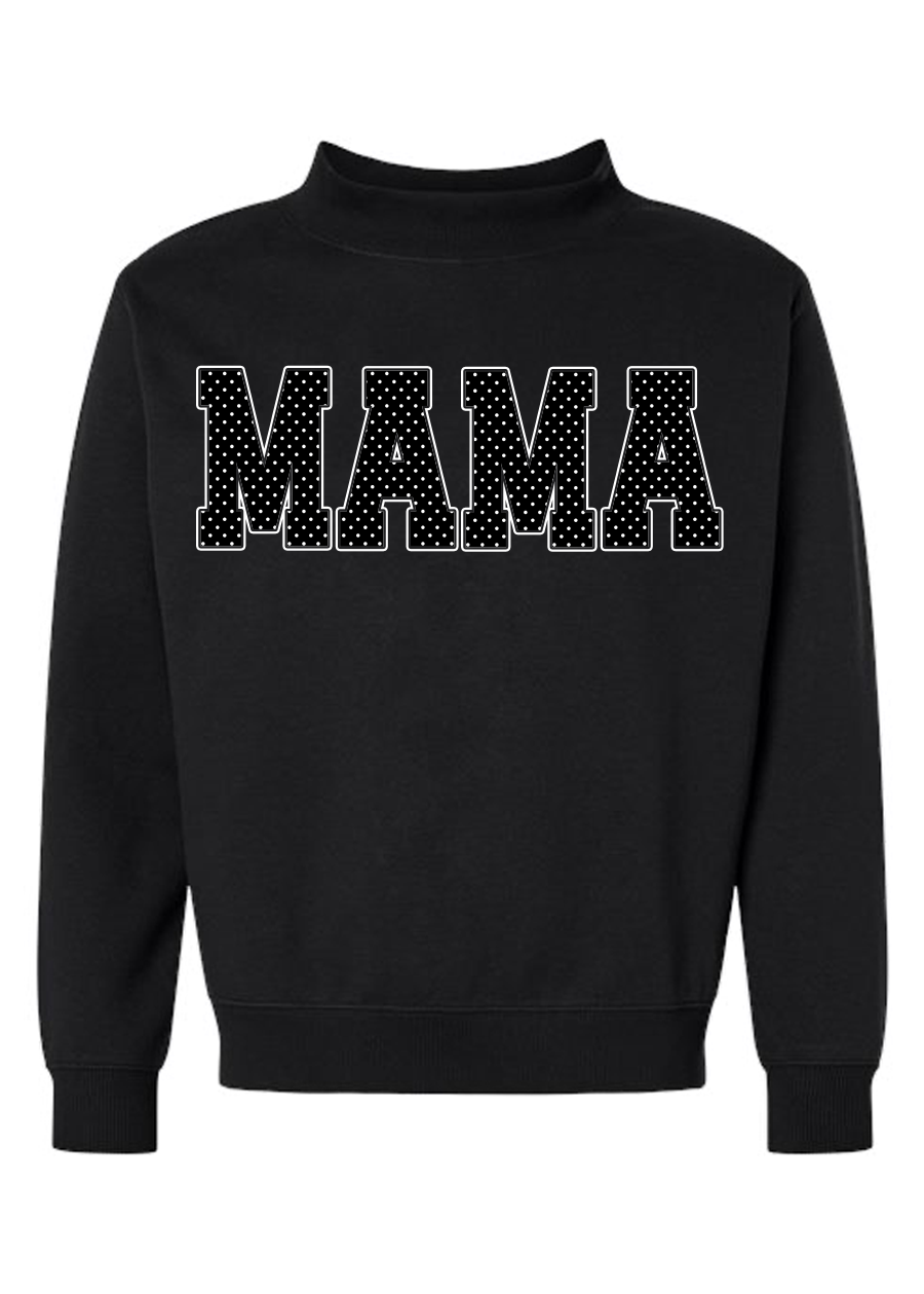 CUSTOM Polka Dot Word Black Mock Neck