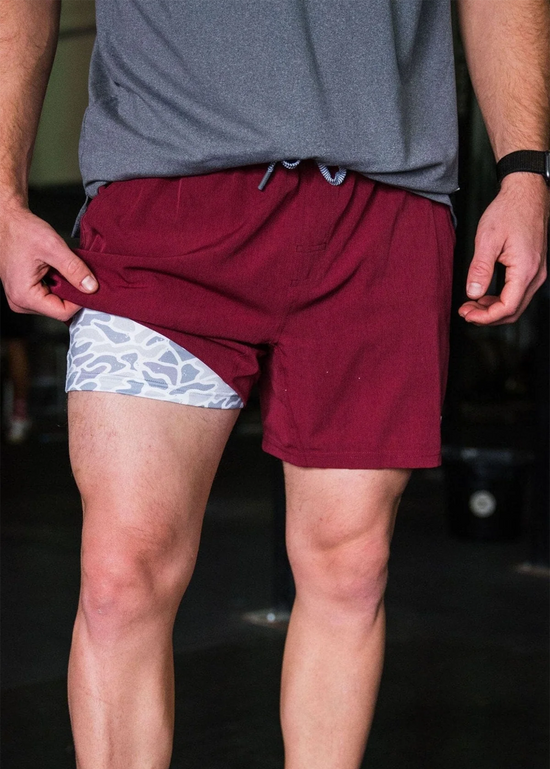 Athletic Short - Maroon - White Camo Liner