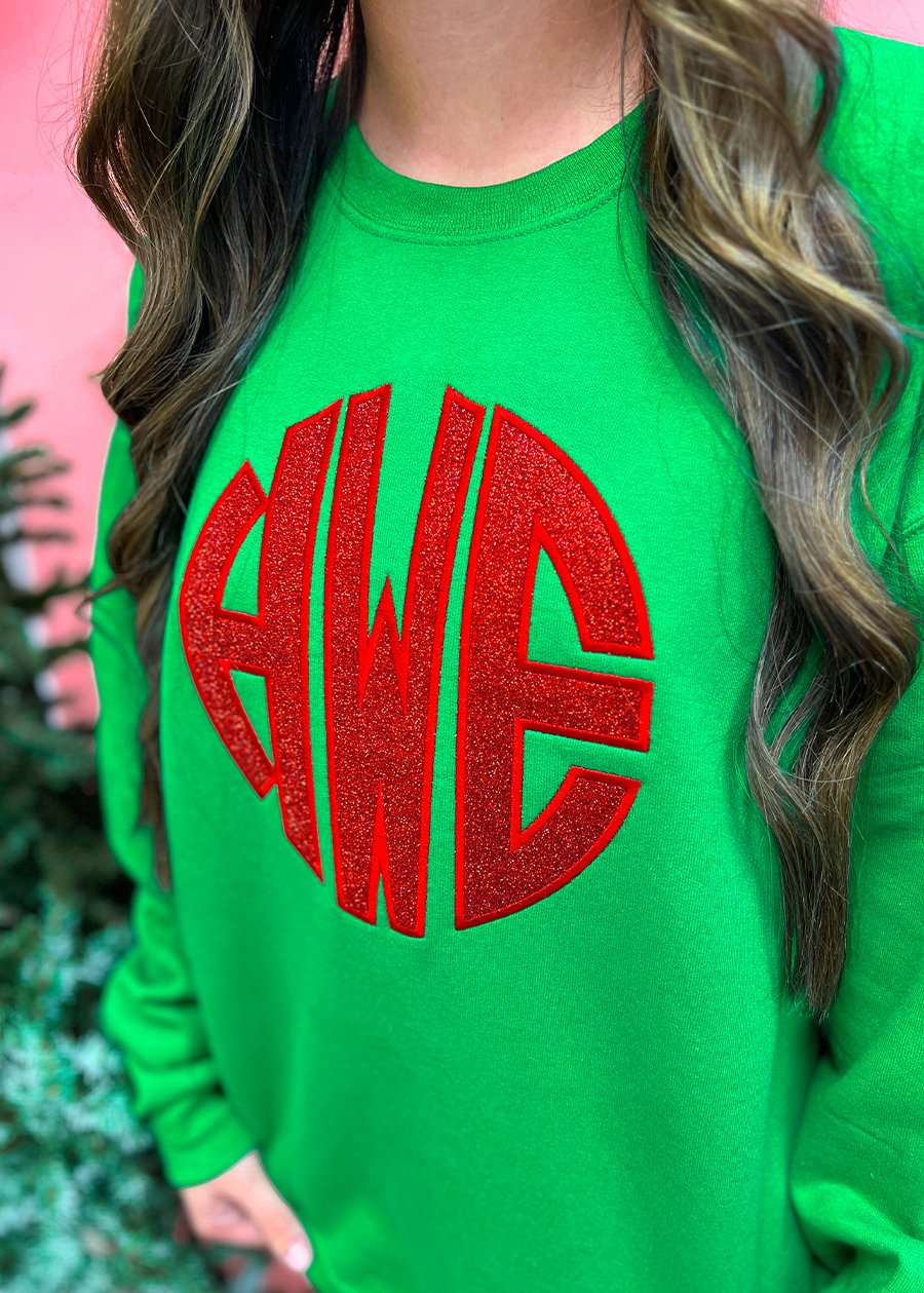 Glitter MONOGRAM Applique Crewneck Sweatshirt