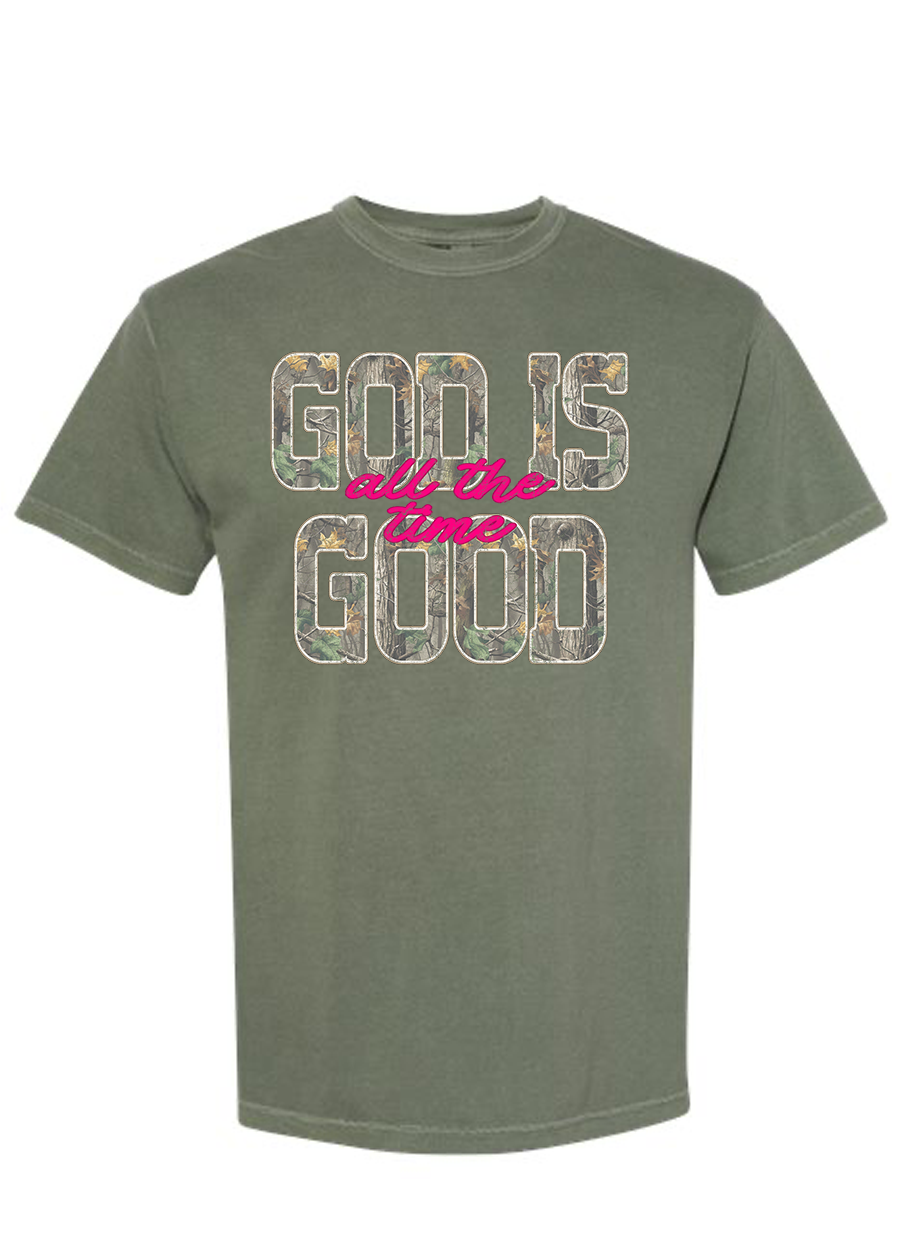 God is Good All The Time Camo COMFORT COLORS Tee