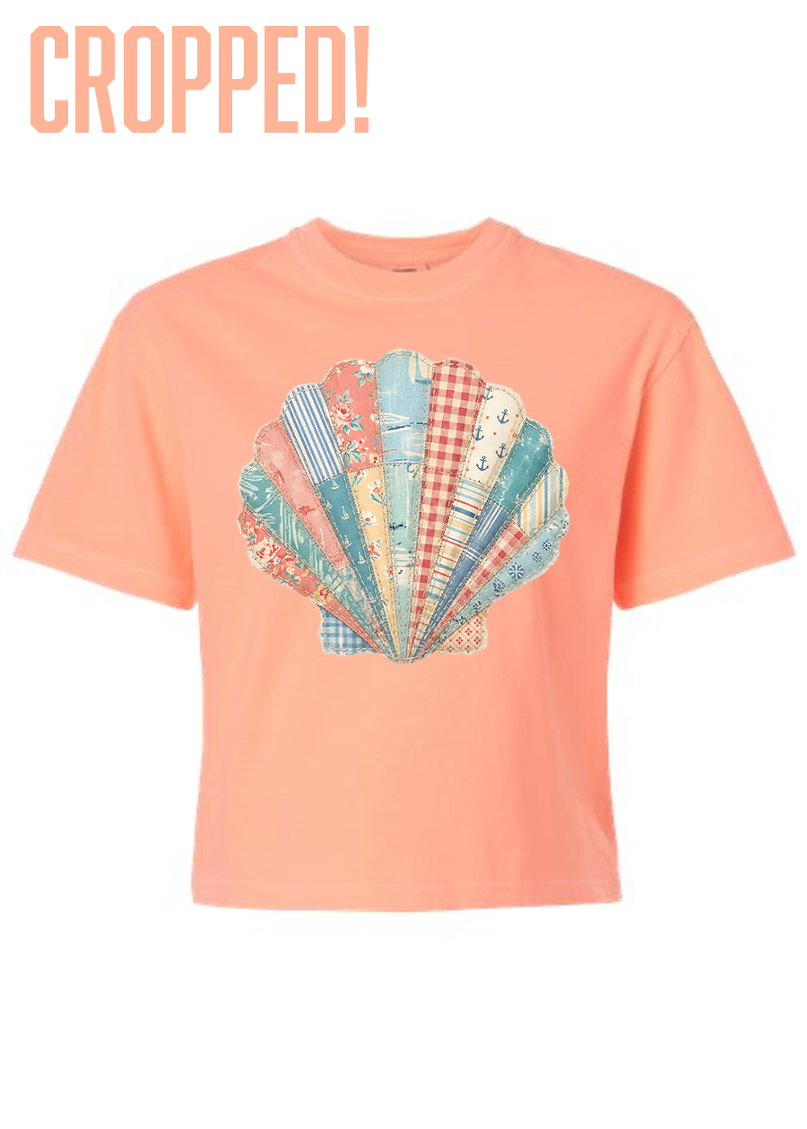 Cropped Patchwork Seashell COMFORT COLORS Boxy Tee