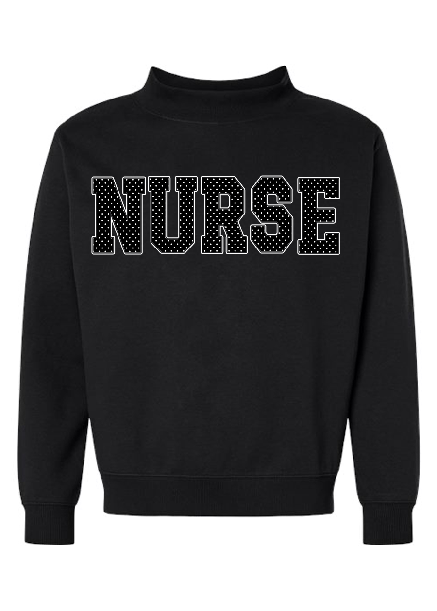 CUSTOM Polka Dot Word Black Mock Neck