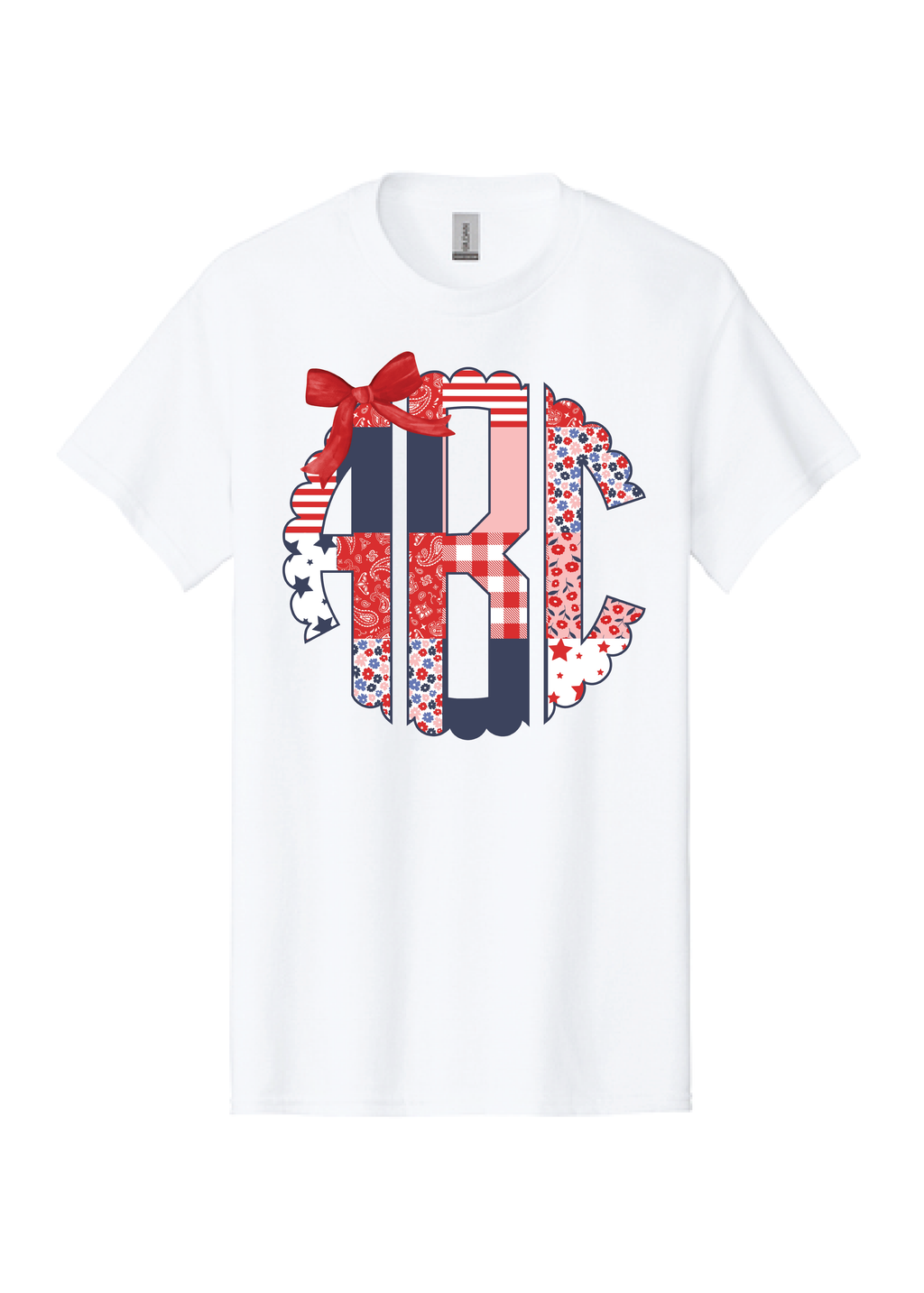 ADULT Patriotic Patchwork Monogram Tee