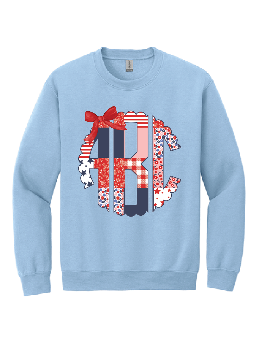 ADULT Patriotic Patchwork Monogram Sweatshirt