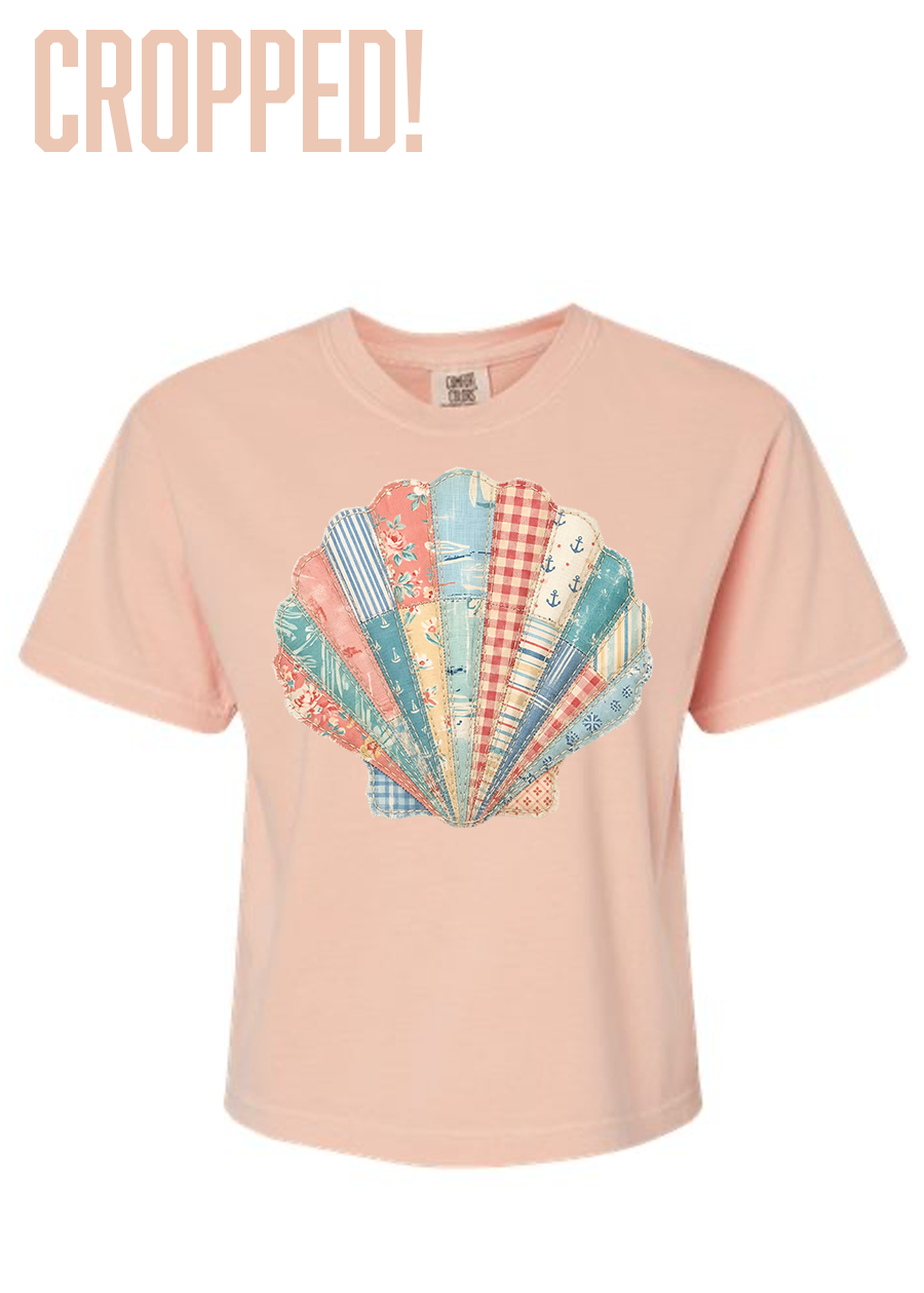 Cropped Patchwork Seashell COMFORT COLORS Boxy Tee