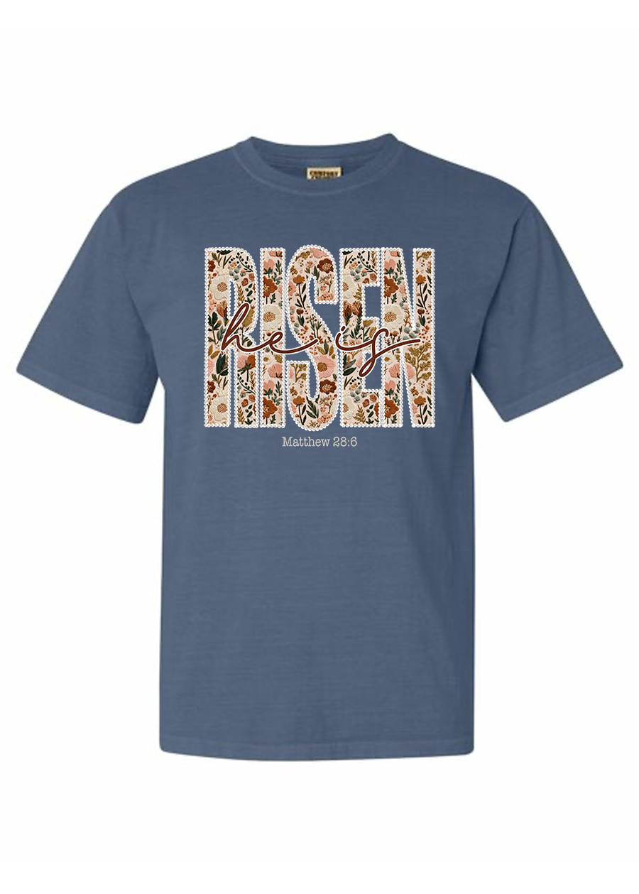 YOUTH Pearl-Lined He Is Risen COMFORT COLORS Tee