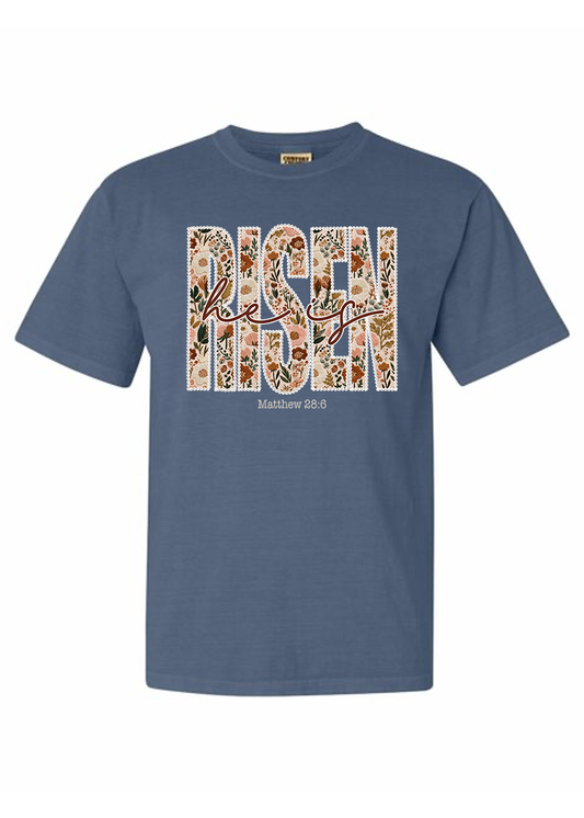 YOUTH Pearl-Lined He Is Risen COMFORT COLORS Tee