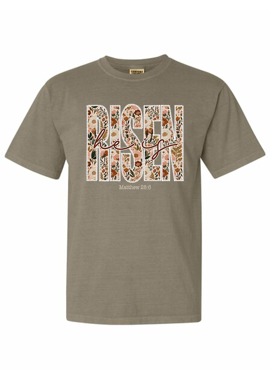 Pearl-Lined He Is Risen COMFORT COLORS Tee