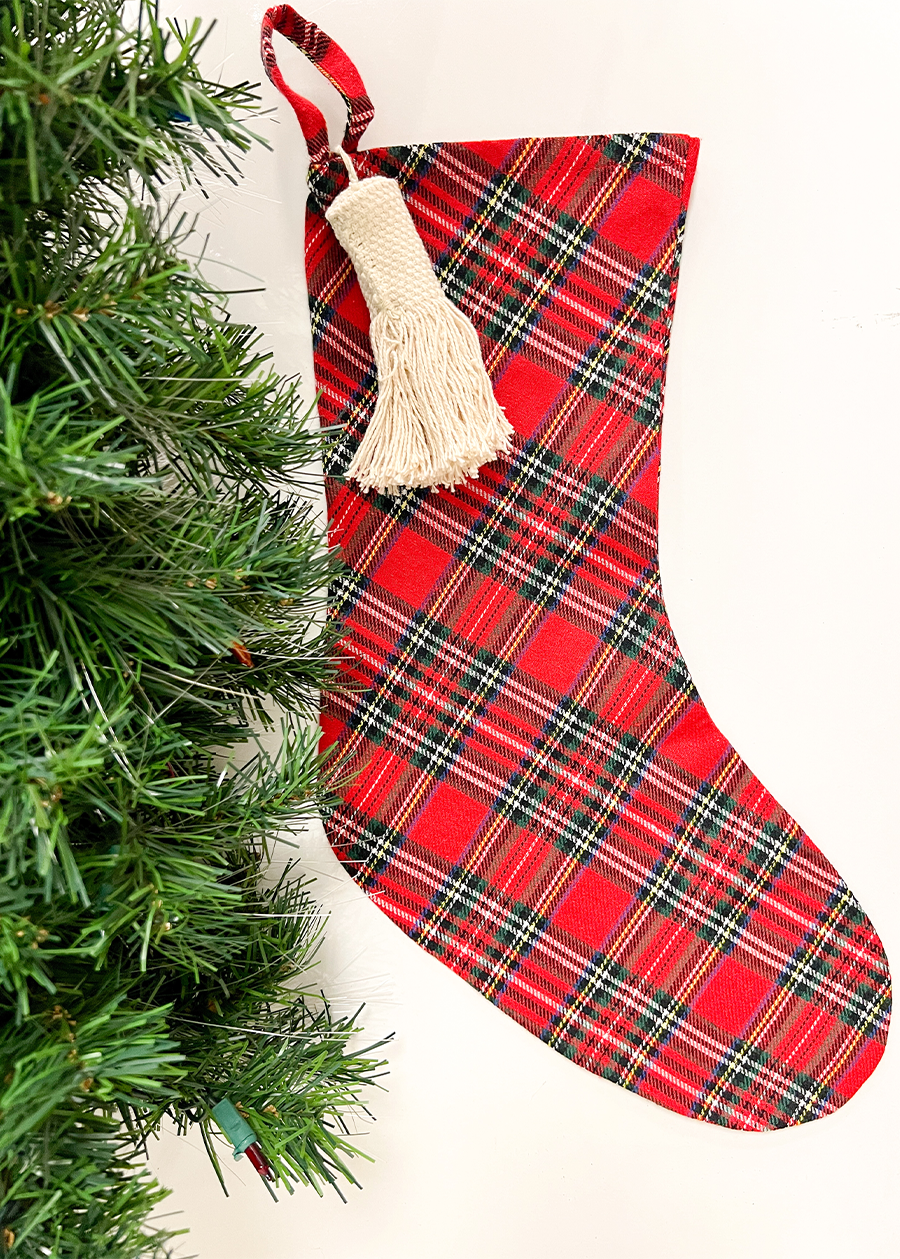 Load image into Gallery viewer, Red Plaid Christmas Stocking
