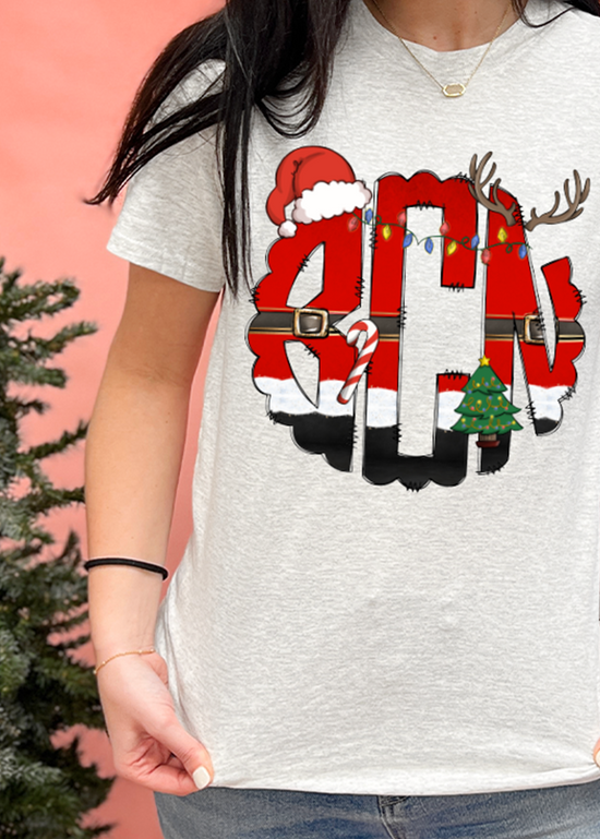 Santa Antler Monogram Tee