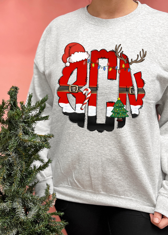 Santa Antler Monogram Crewneck Sweatshirt