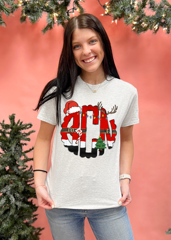 Santa Antler Monogram Tee