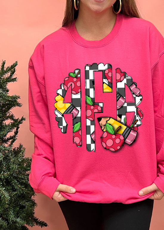 School Checkered Monogram Crewneck Sweatshirt