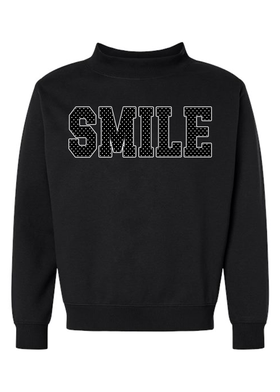 CUSTOM Polka Dot Word Black Mock Neck