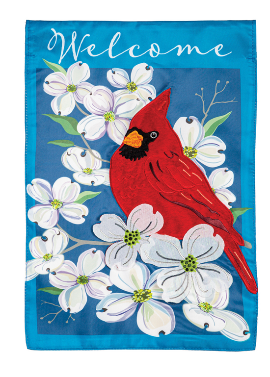 Spring Dogwood Cardinal  Garden Applique Flag