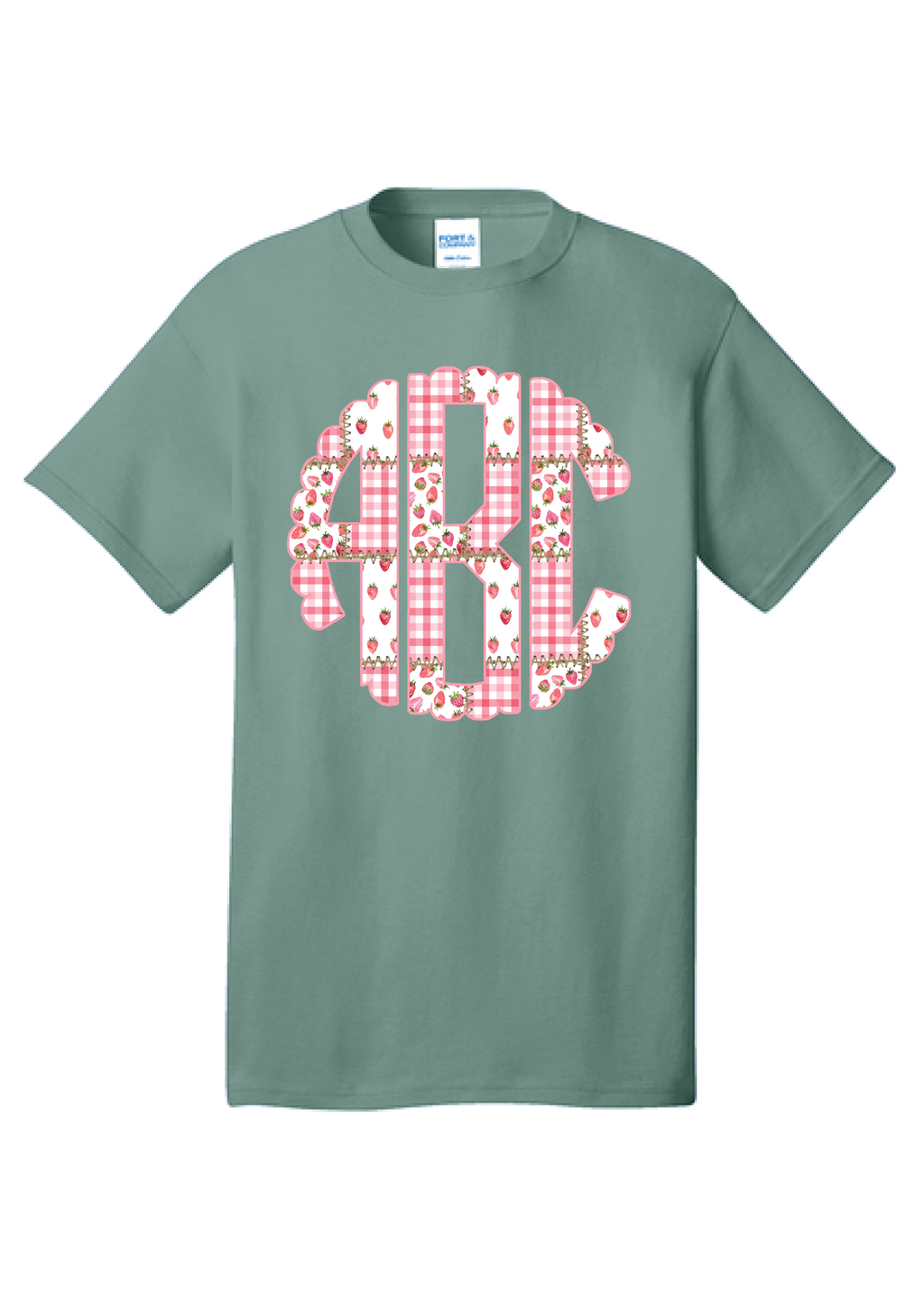 ADULT Strawberry Patchwork Monogram Tee