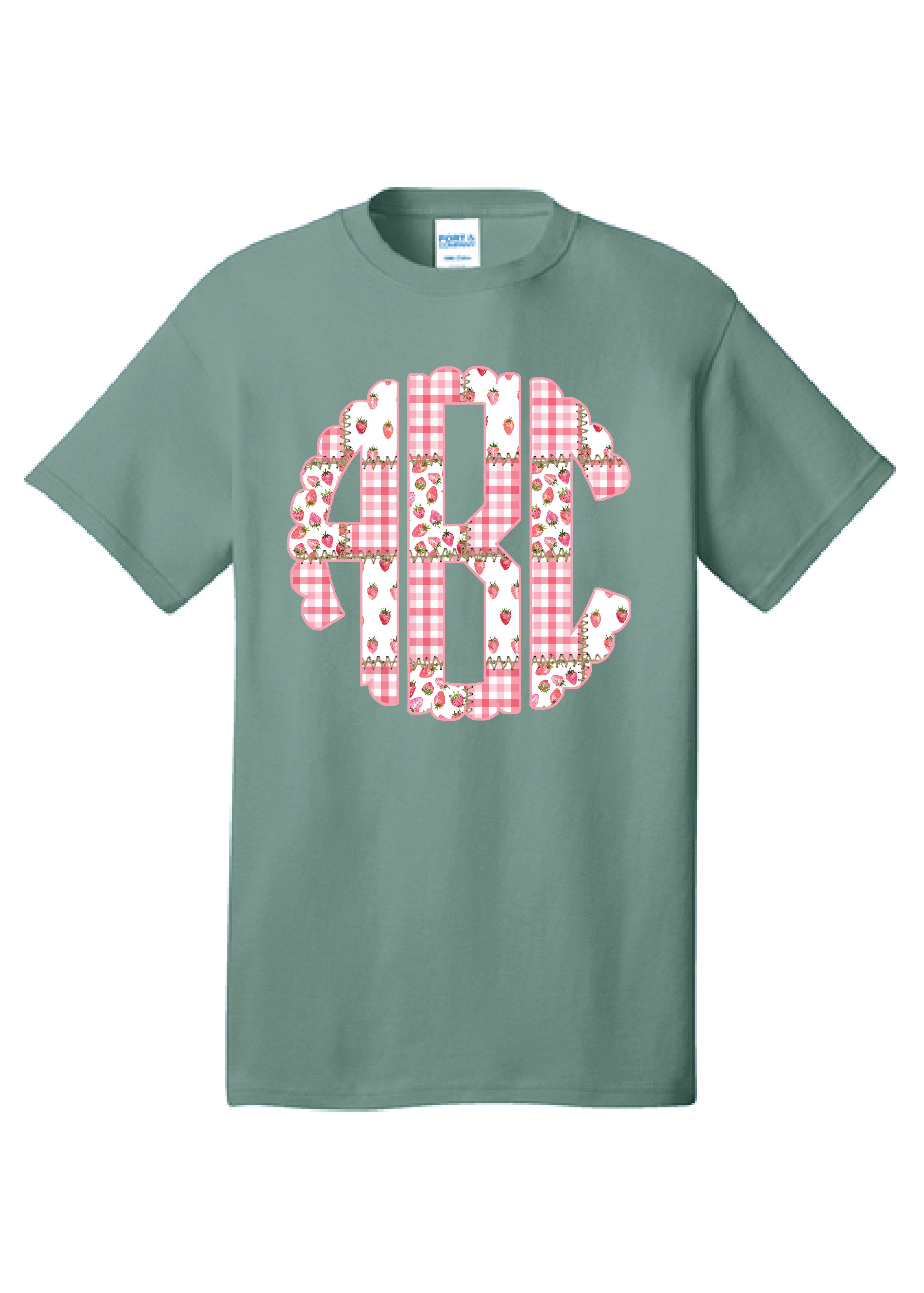 ADULT Strawberry Patchwork Monogram Tee