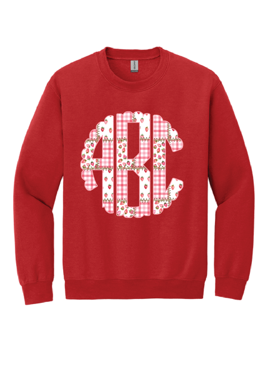 ADULT Strawberry Patchwork Monogram Sweatshirt
