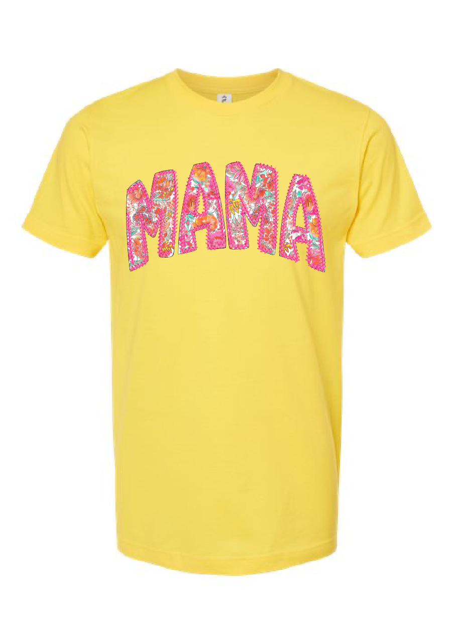 Mama Floral Hot Pink Tee