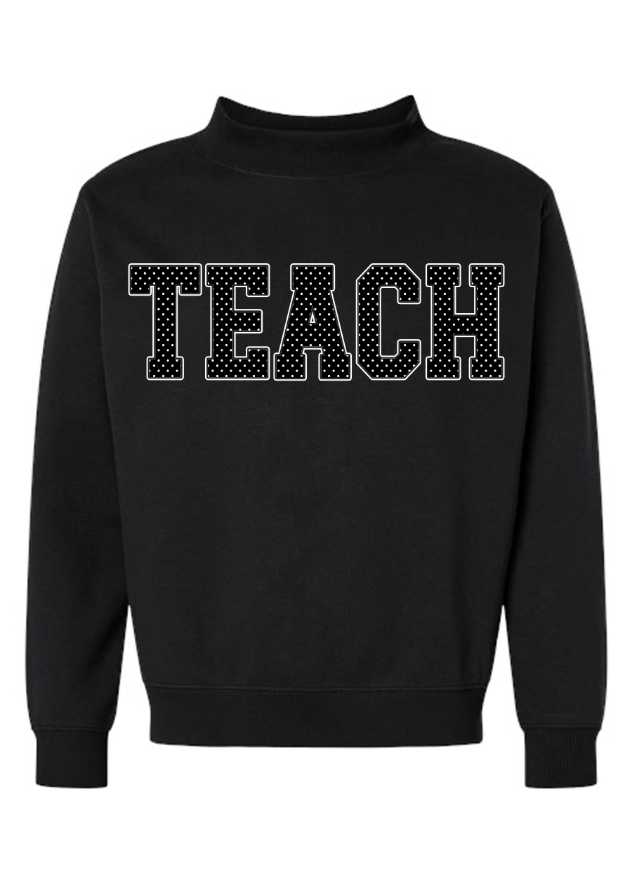 CUSTOM Polka Dot Word Black Mock Neck