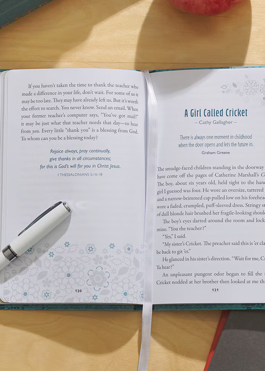 Moments Of Grace For Teachers: Stories And Scriptures Blue Faux Leather Gift Book