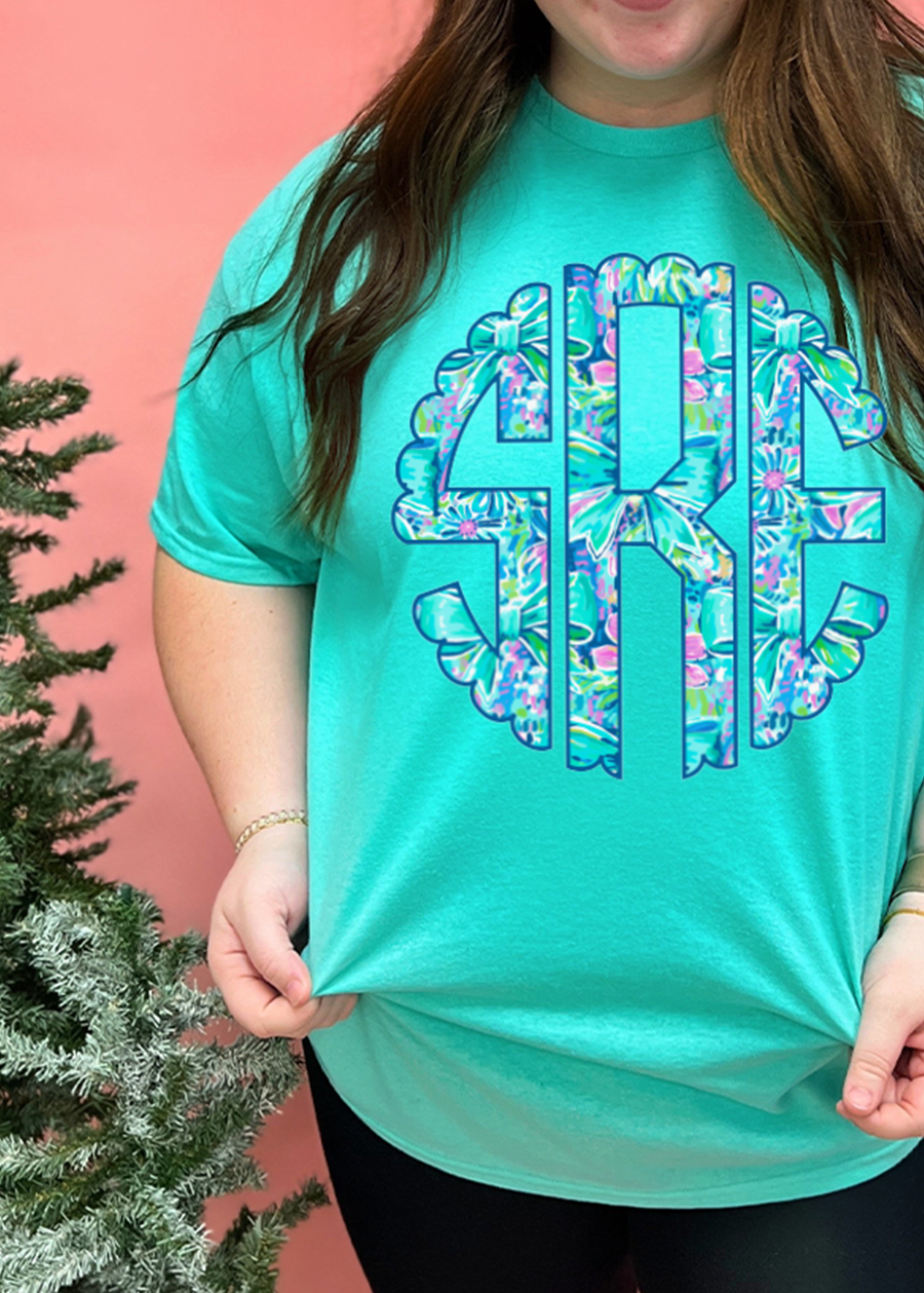 Teal Lilly Monogram Tee