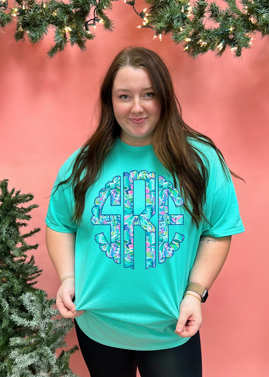 Teal Lilly Monogram Tee