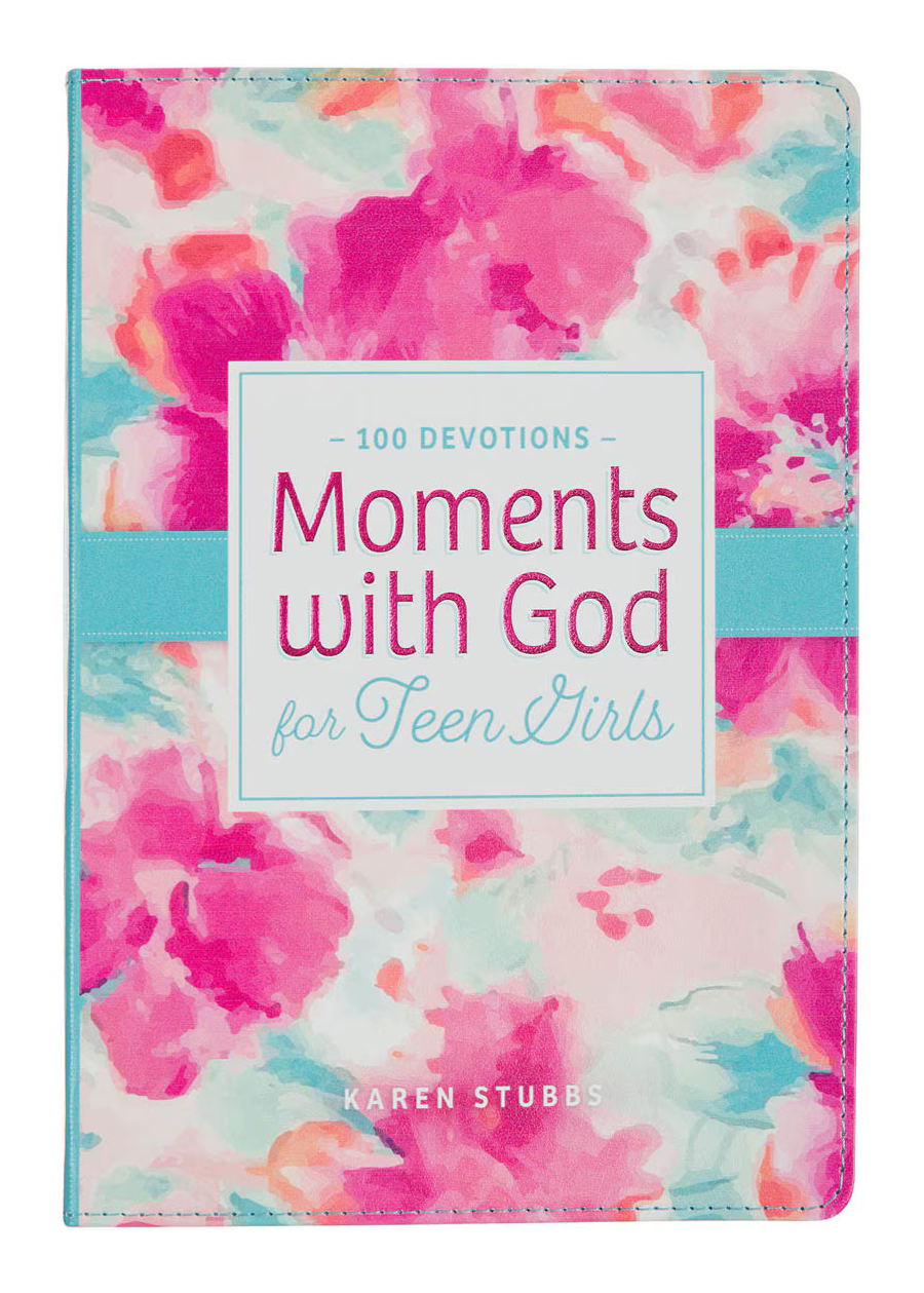 Moments With God For Teen Girls Pink Floral Faux Leather Gift Book