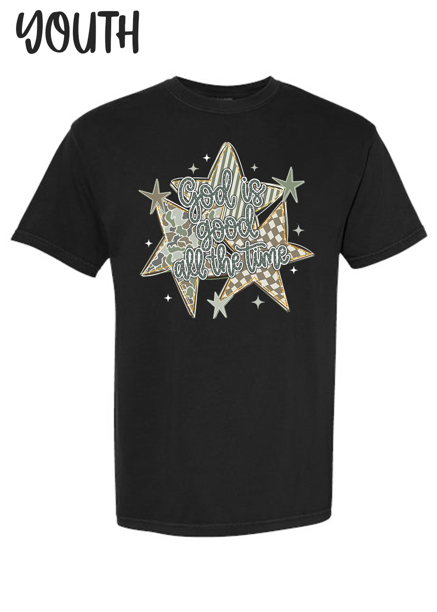 YOUTH Camo God is Good COMFORT COLORS Tee