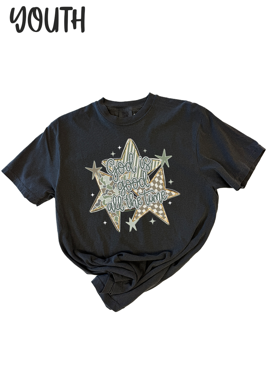 YOUTH Camo God is Good COMFORT COLORS Tee