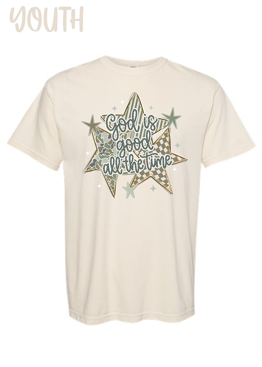 YOUTH Camo God is Good COMFORT COLORS Tee