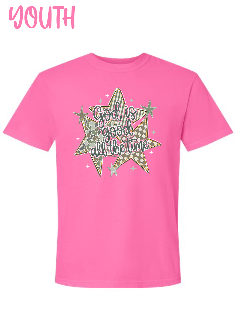 YOUTH Camo God is Good COMFORT COLORS Tee