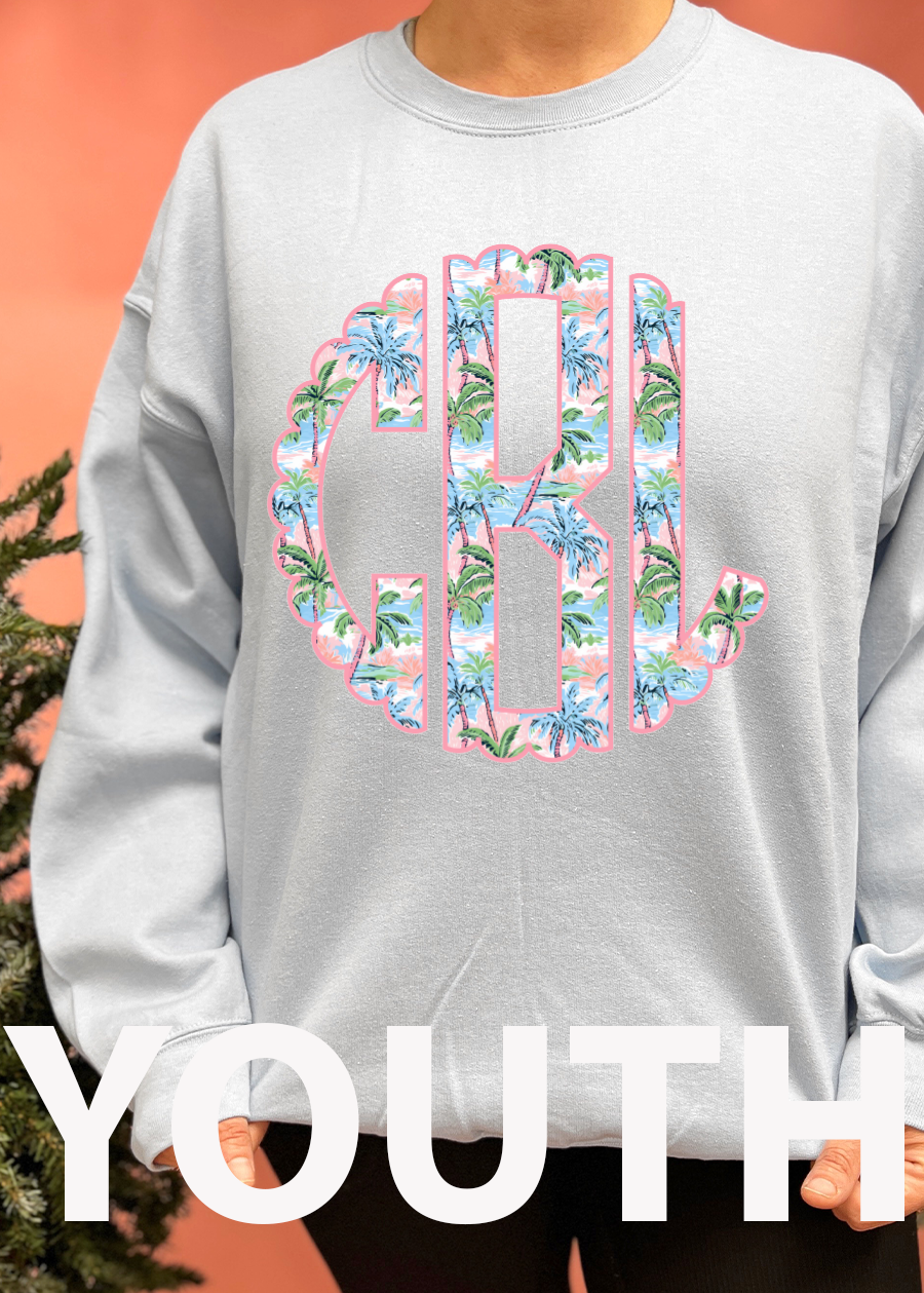 YOUTH Beachy Lilly Monogram Crewneck Sweatshirt