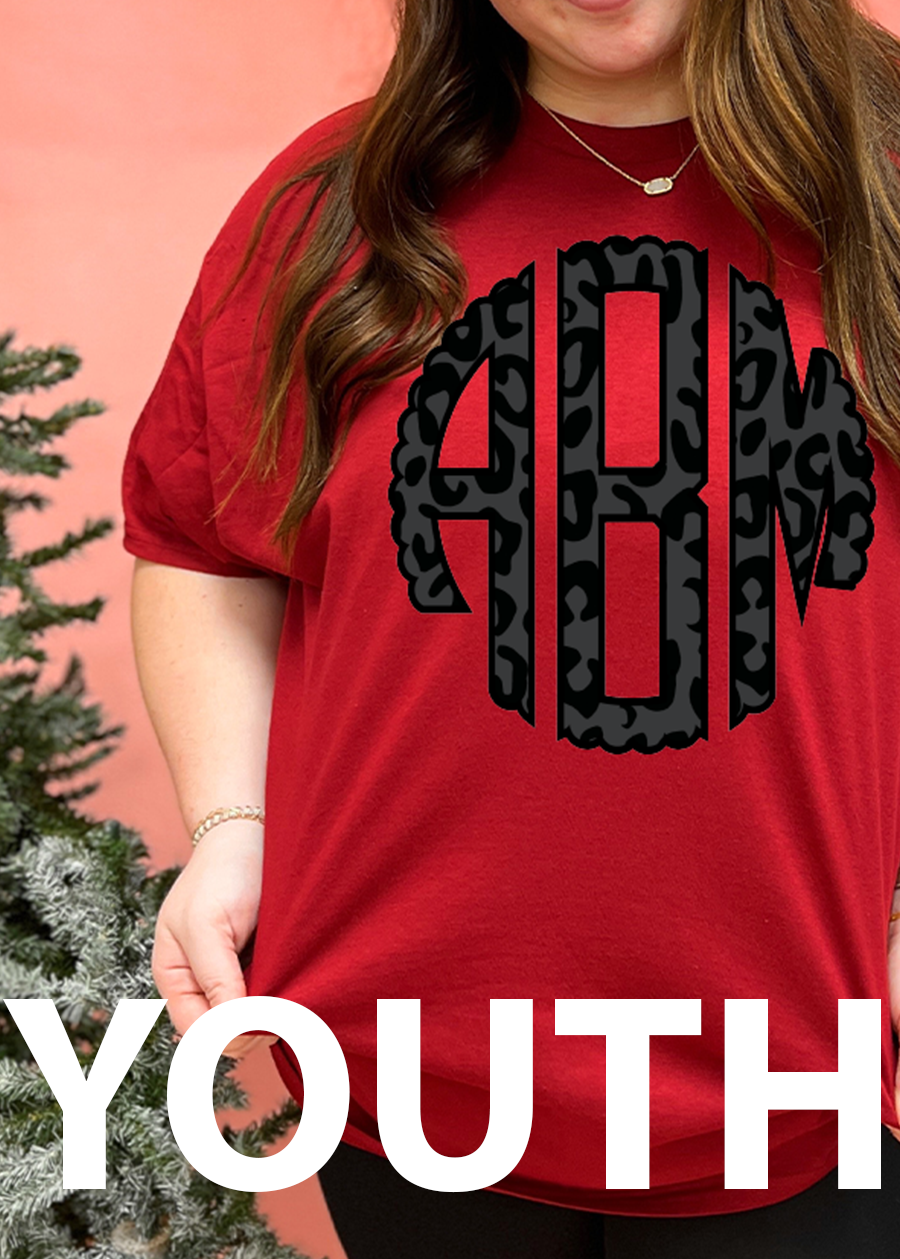 YOUTH Black Leopard Monogram Tee