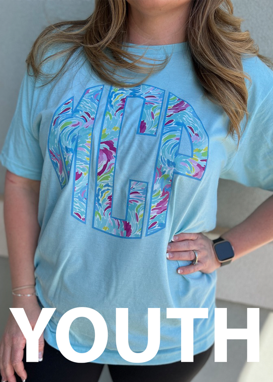 YOUTH Blue Lilly Natural Monogram Tee