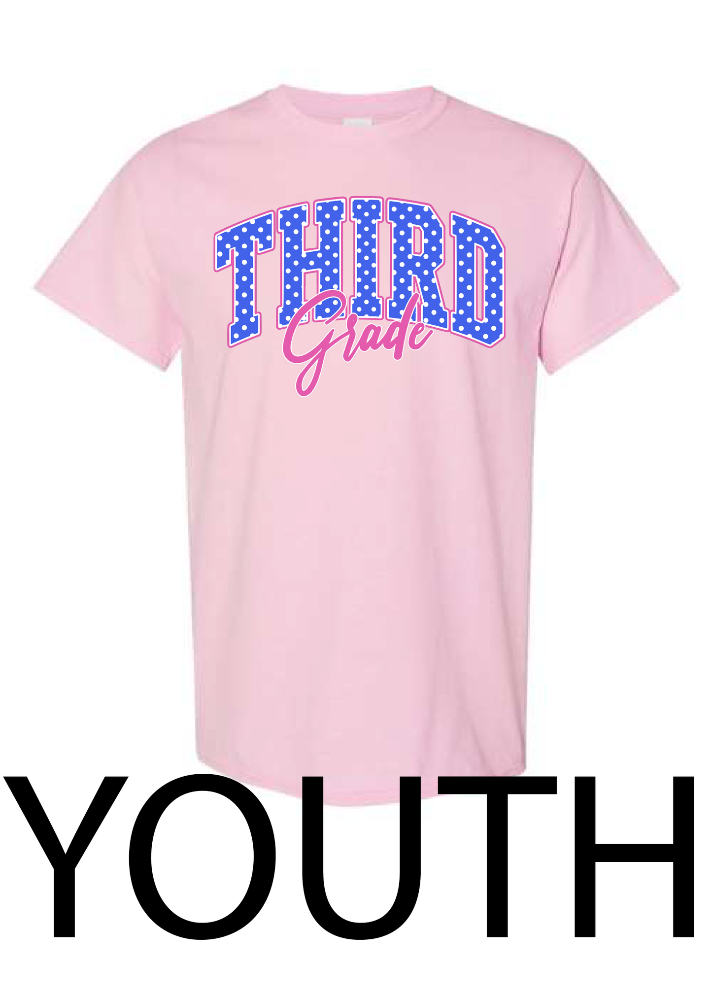 YOUTH Blue Polka Dot Grade Level Tee