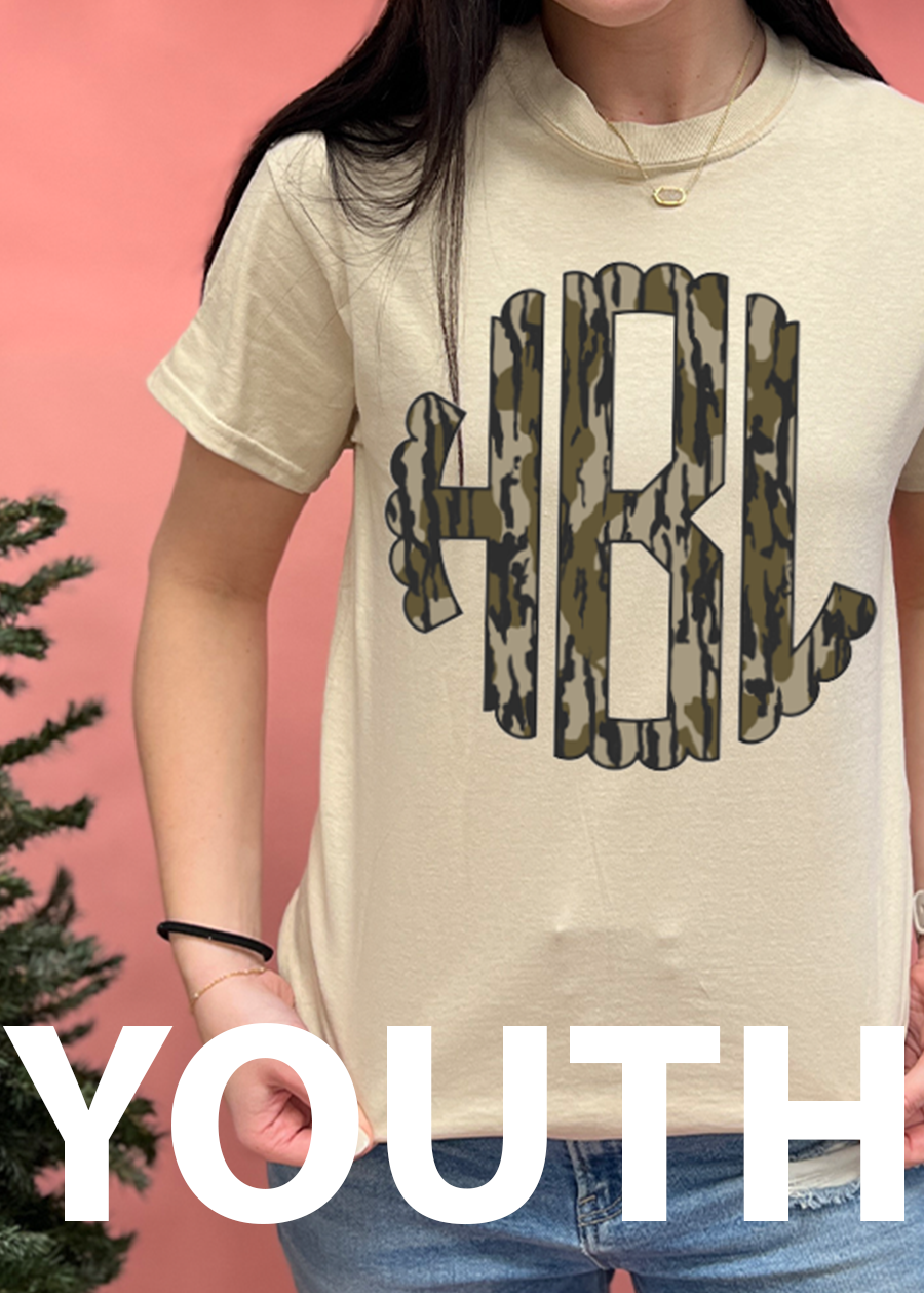 YOUTH Bottomland Camo Monogram Tee