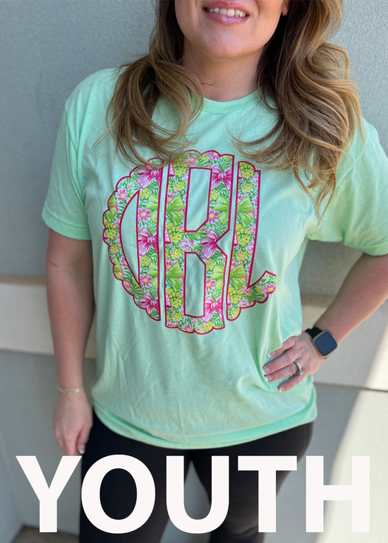 YOUTH Bows Lilly Scalloped Monogram Tee