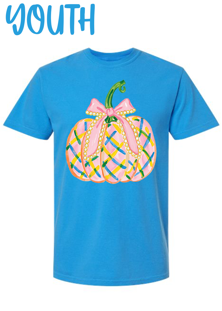 YOUTH Watercolor Preppy Pumpkin Comfort Colors Tee